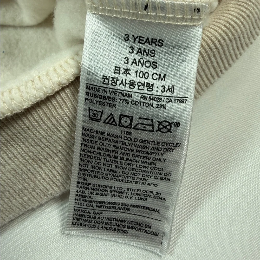 BABYGAP Toddler Metallic Bear‎ Novelty Logo Oatmeal Heather Beige Sweatshirt 3